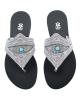 WOMAN LEATHER SLIPPERS: 54-WD-526 (BLACK-SILVER)