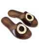 WOMAN LEATHER SLIPPERS: 55-W-04-652 (BROWN)