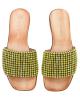 WOMAN LEATHER SLIPPERS: 55-W-15-197 (YELLOW)