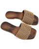 WOMAN LEATHER SLIPPERS: 55-W-15-197 (BROWN)