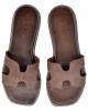 WOMAN LEATHER SLIPPERS: 56-W-18/34 (BROWN)