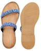 WOMAN LEATHER SLIPPERS: 53-W-2161 (BLUE-CAMEL)
