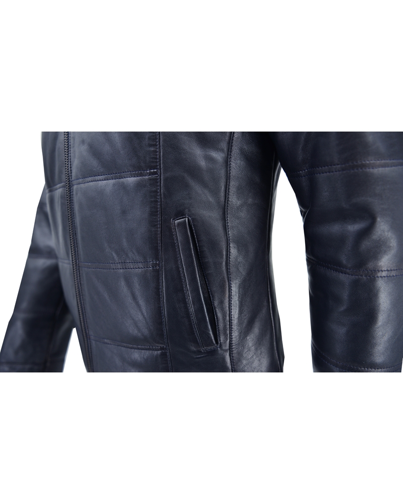ΔΕΡΜΑΤΙΝΟ ΑΝΔΡΙΚΟ ΜΠΟΥΦΑΝ ΚΩΔΙΚΟΣ: 05-M-JACKET CAP (D.BLUE) - Image 5