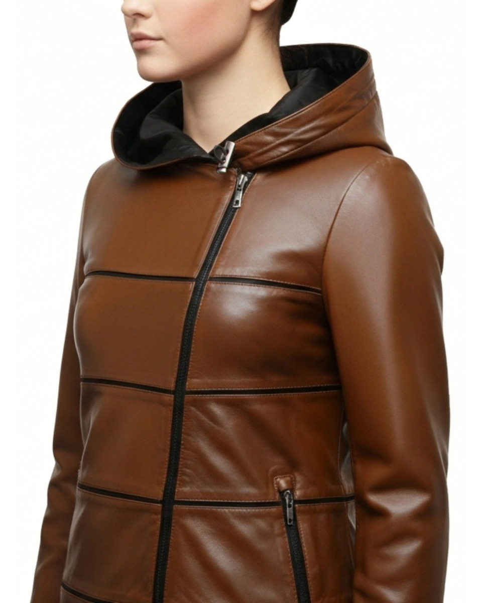ΔΕΡΜΑΤΙΝΟ ΓΥΝΑΙΚΕΙΟ ΜΠΟΥΦΑΝ ΚΩΔΙΚΟΣ: 05-W-STRIP SHORT (BROWN) - Image 3