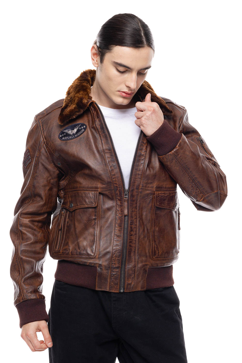 ΔΕΡΜΑΤΙΝΟ ΑΝΔΡΙΚΟ ΜΠΟΥΦΑΝ ΚΩΔΙΚΟΣ:37-M-TOPGUN (BROWN) - Image 4