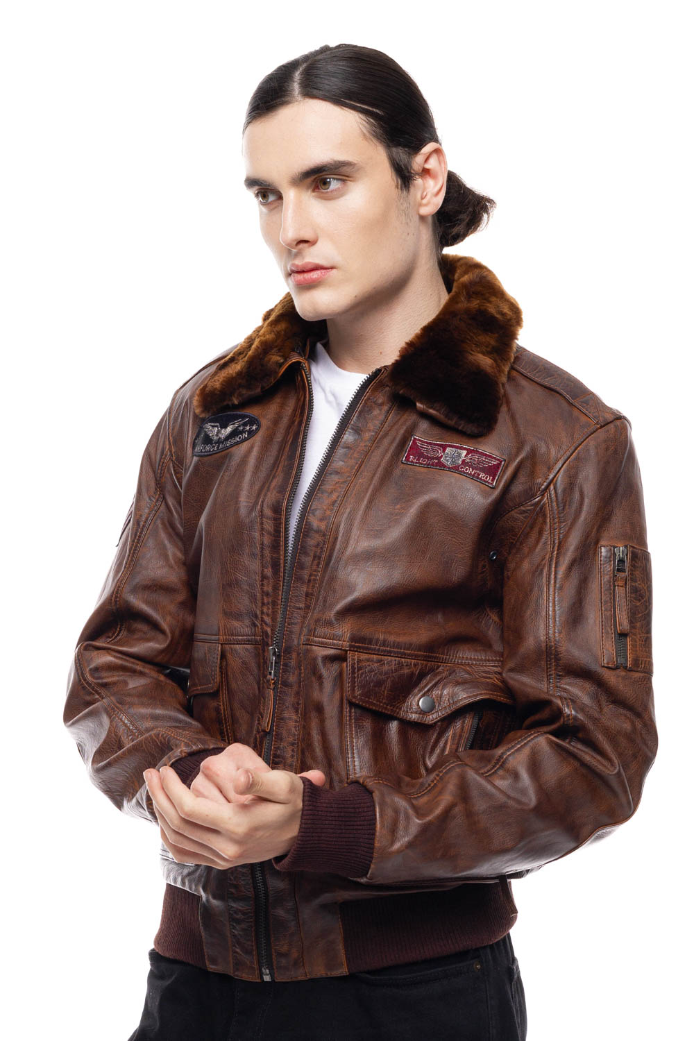 ΔΕΡΜΑΤΙΝΟ ΑΝΔΡΙΚΟ ΜΠΟΥΦΑΝ ΚΩΔΙΚΟΣ:37-M-TOPGUN (BROWN)