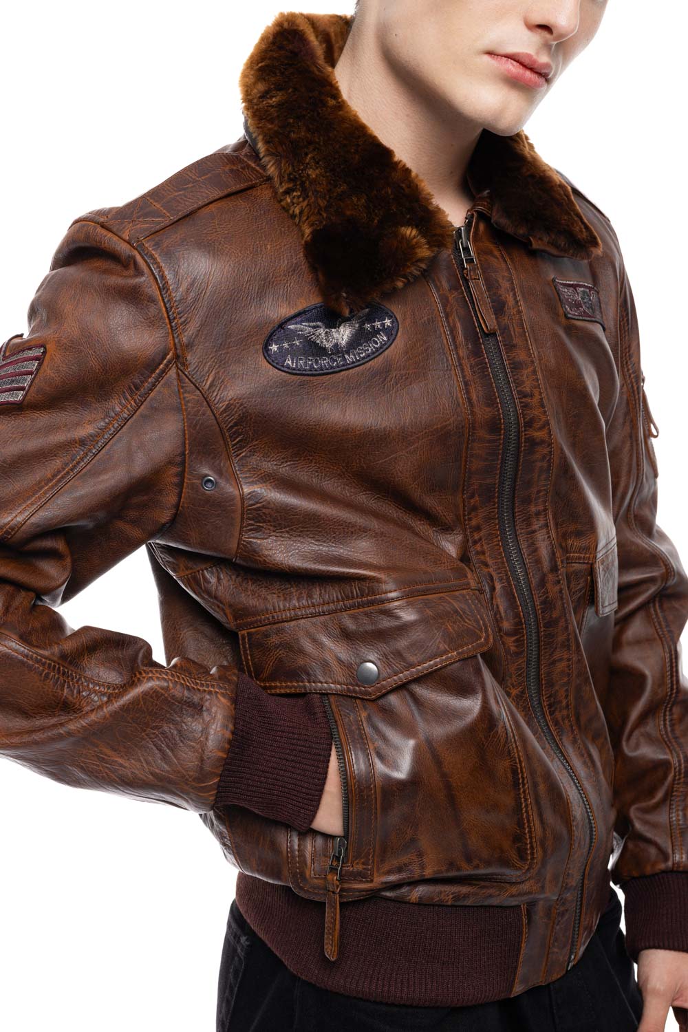 ΔΕΡΜΑΤΙΝΟ ΑΝΔΡΙΚΟ ΜΠΟΥΦΑΝ ΚΩΔΙΚΟΣ:37-M-TOPGUN (BROWN) - Image 8