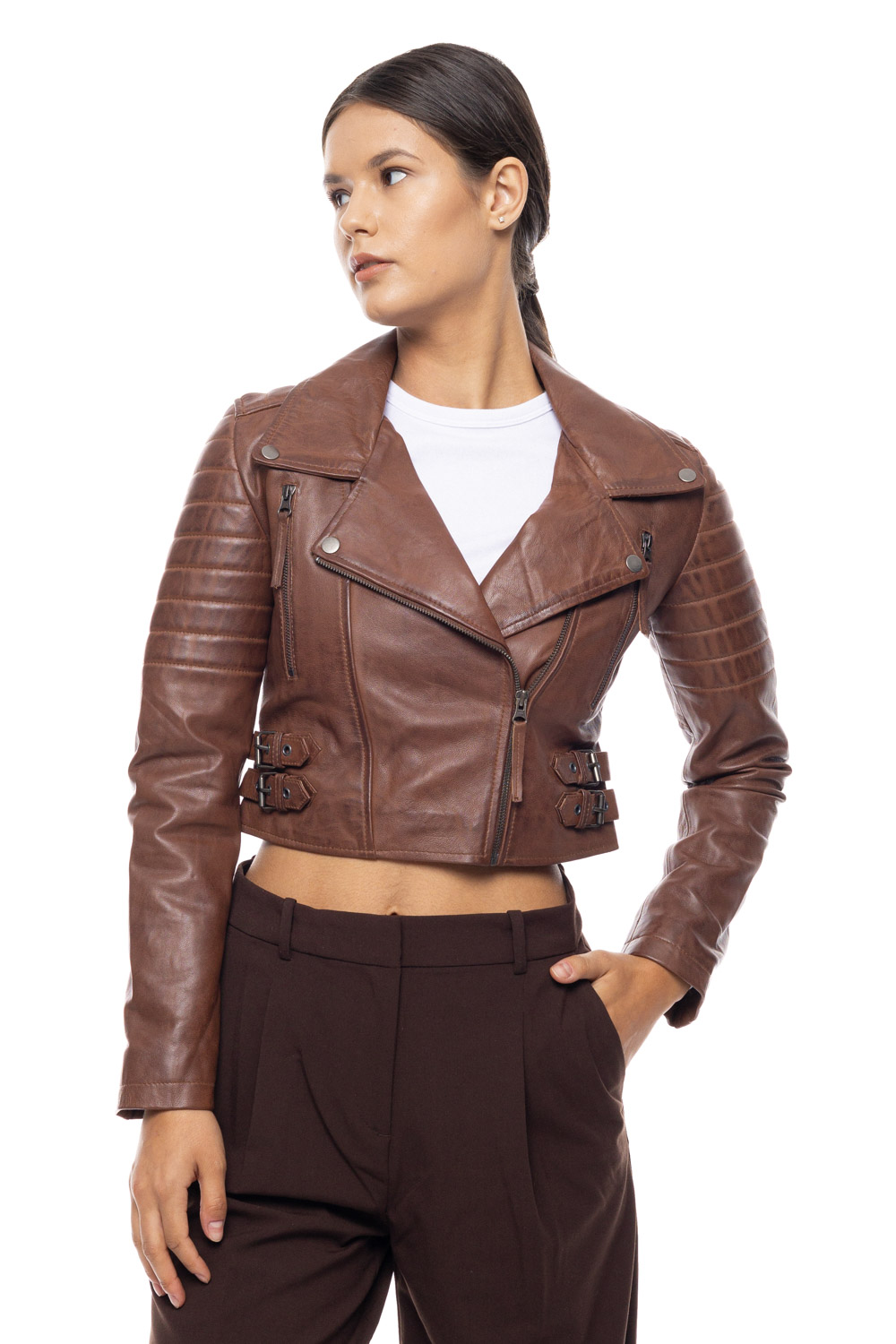 ΔΕΡΜΑΤΙΝΟ ΓΥΝΑΙΚΕΙΟ ΜΠΟΥΦΑΝ ΚΩΔΙΚΟΣ: 14-W-LOLA-SHORT (COGNAC)