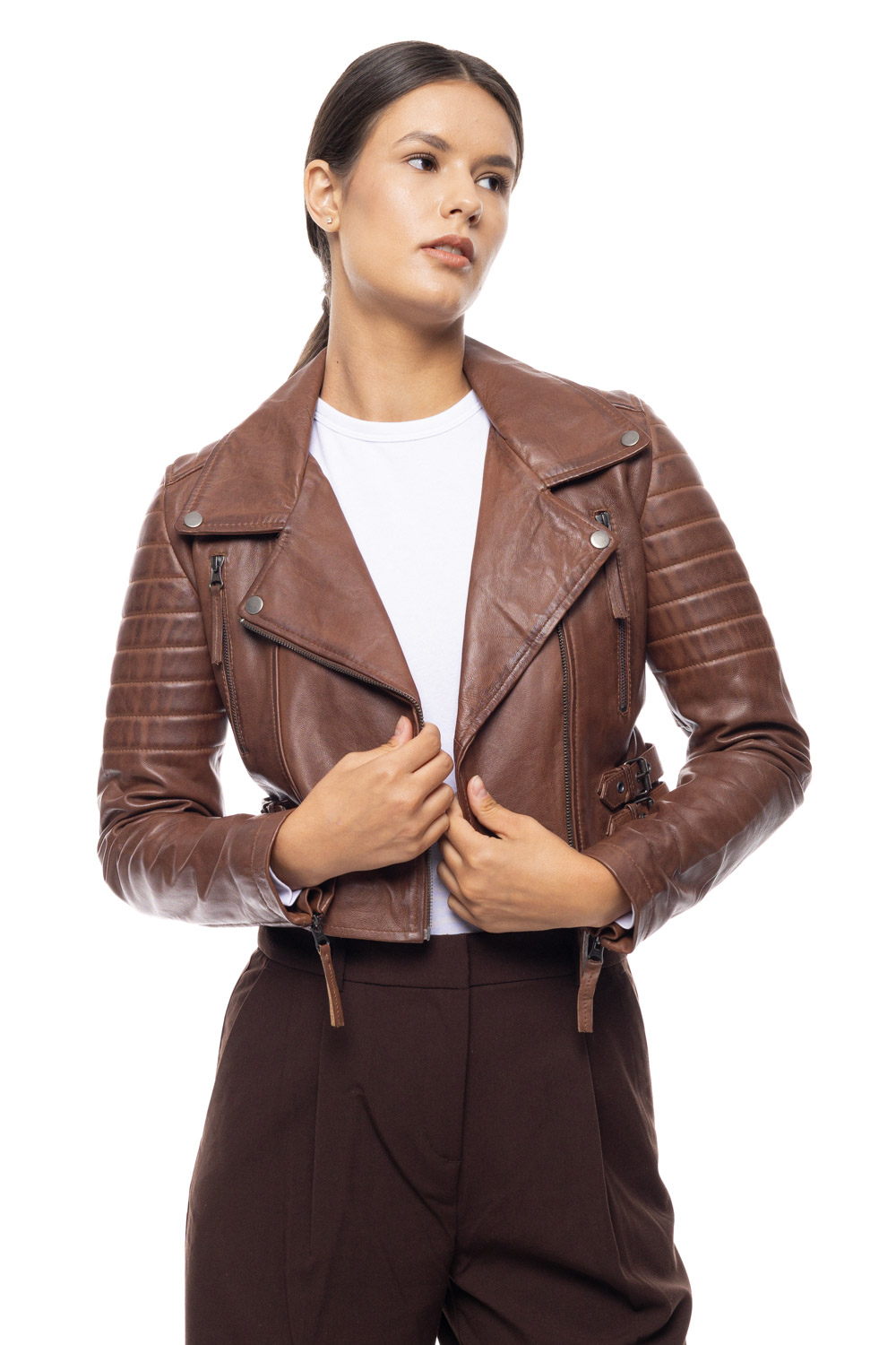 ΔΕΡΜΑΤΙΝΟ ΓΥΝΑΙΚΕΙΟ ΜΠΟΥΦΑΝ ΚΩΔΙΚΟΣ: 14-W-LOLA-SHORT (COGNAC) - Image 7