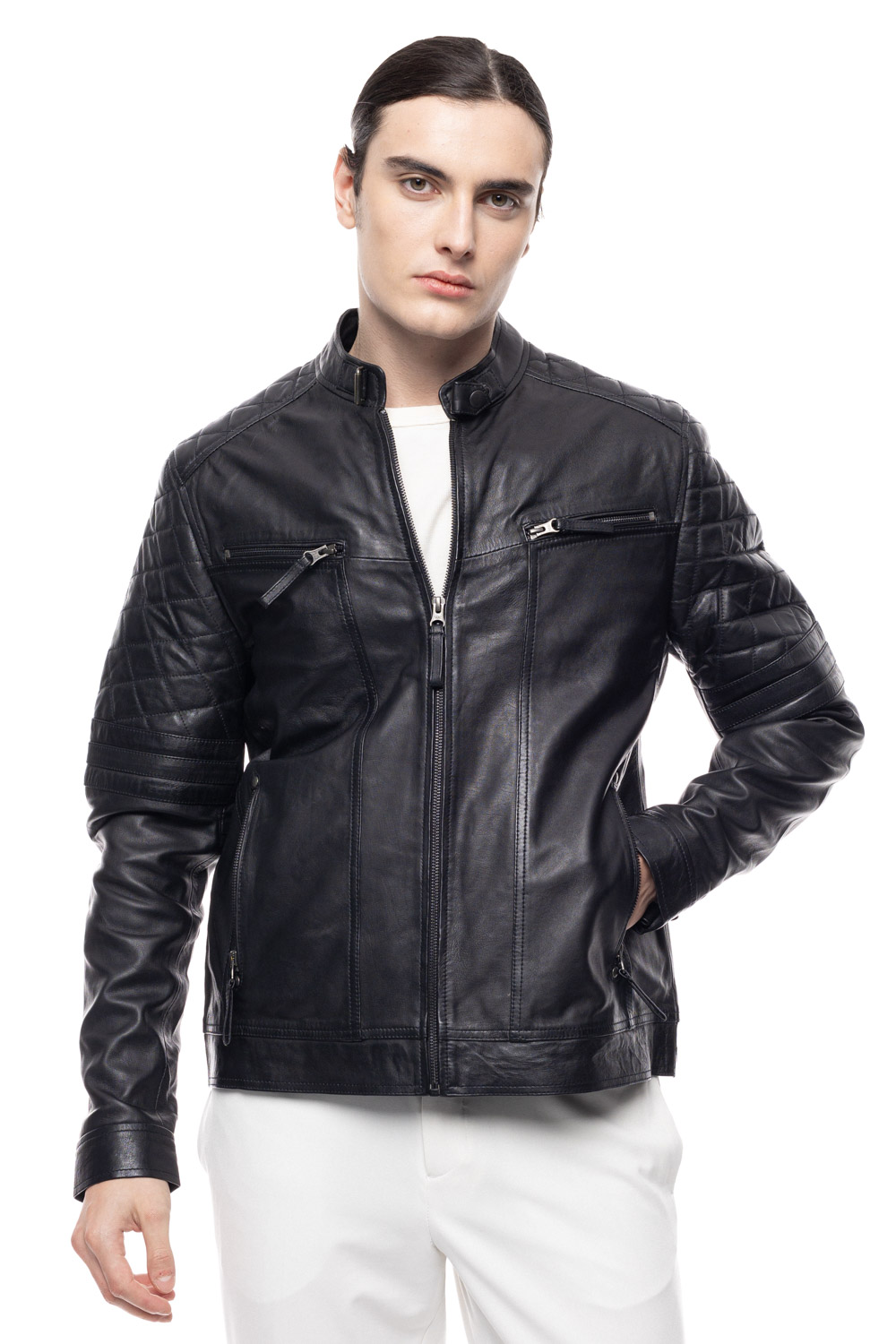 ΔΕΡΜΑΤΙΝΟ ΑΝΔΡΙΚΟ ΜΠΟΥΦΑΝ ΚΩΔΙΚΟΣ: 49-M-0123 (BLACK) - Image 5