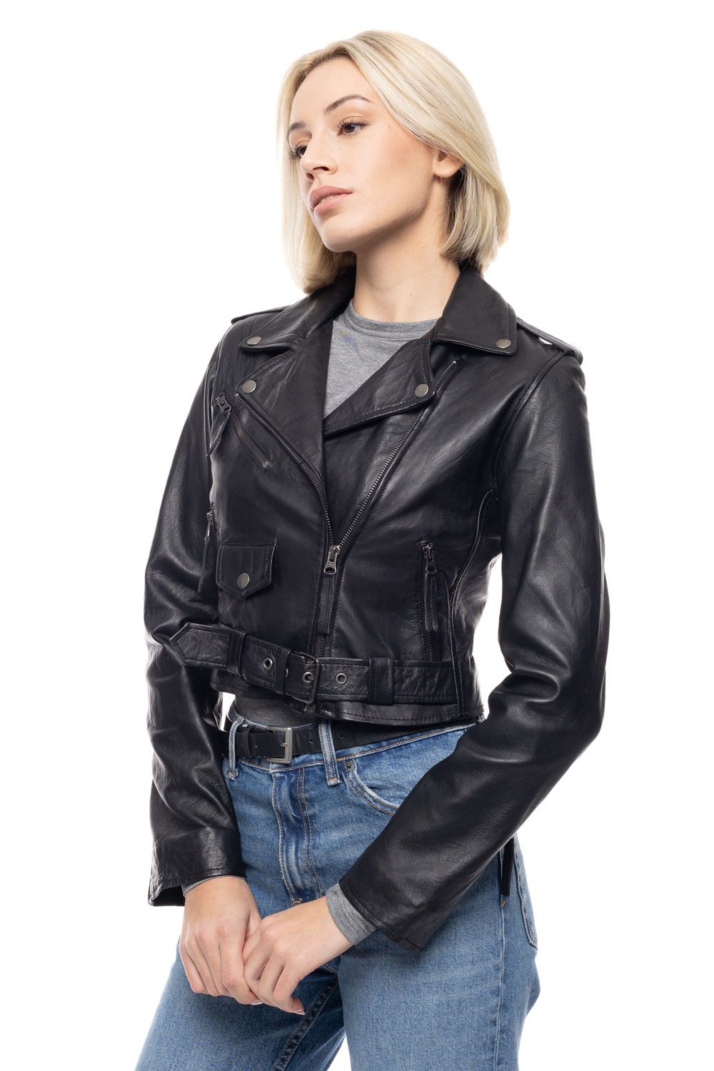 ΔΕΡΜΑΤΙΝΟ ΓΥΝΑΙΚΕΙΟ ΜΠΟΥΦΑΝ ΚΩΔΙΚΟΣ: 49-W-TANIA-SHORT (BLACK) - Image 4