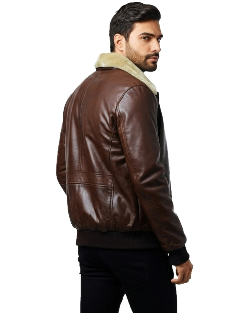 ΔΕΡΜΑΤΙΝΟ ΑΝΔΡΙΚΟ ΜΠΟΥΦΑΝ ΚΩΔΙΚΟΣ: 37-M-A2-PILOT (SADDLE-BROWN) - Image 3