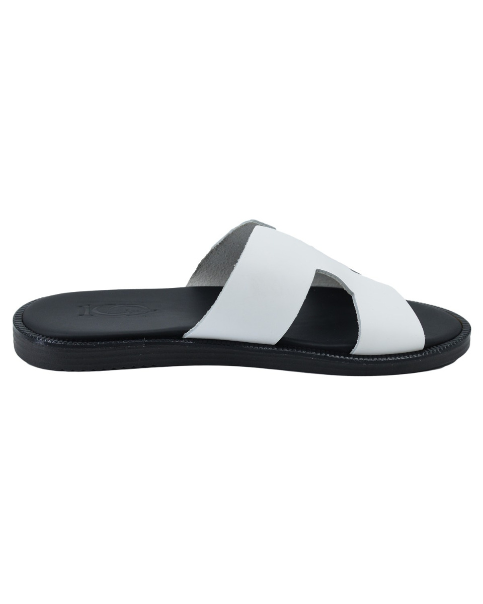 ΔΕΡΜΑΤΙΝΕΣ ΑΝΔΡΙΚΕΣ ΠΑΝΤΟΦΛΕΣ: 56-M-HERMES (WHITE) - Image 4