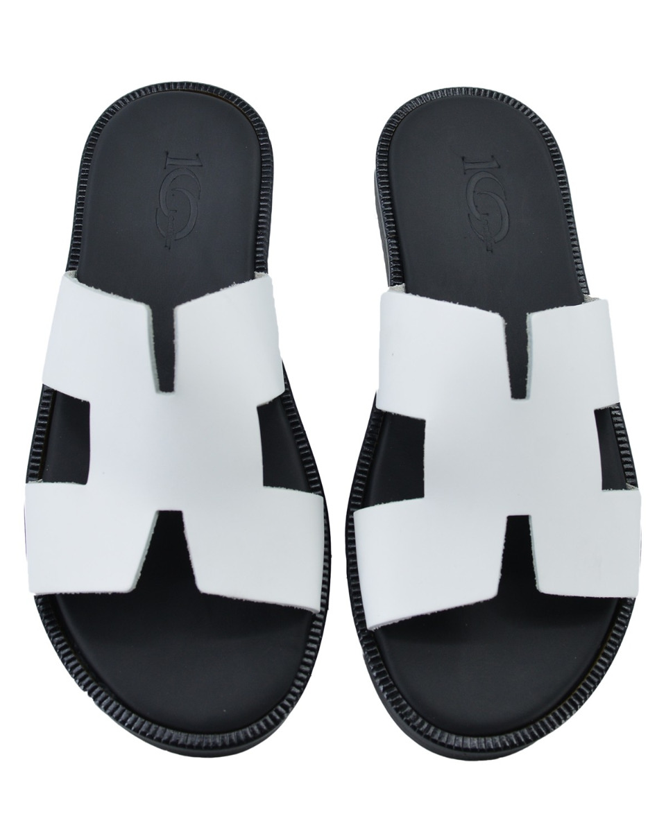 ΔΕΡΜΑΤΙΝΕΣ ΑΝΔΡΙΚΕΣ ΠΑΝΤΟΦΛΕΣ: 56-M-HERMES (WHITE) - Image 5