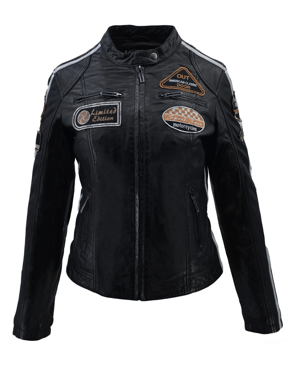 ΔΕΡΜΑΤΙΝΟ ΓΥΝΑΙΚΕΙΟ BIKER ΜΠΟΥΦΑΝ ΚΩΔΙΚΟΣ: 37-W-06 (BLACK) - Image 3