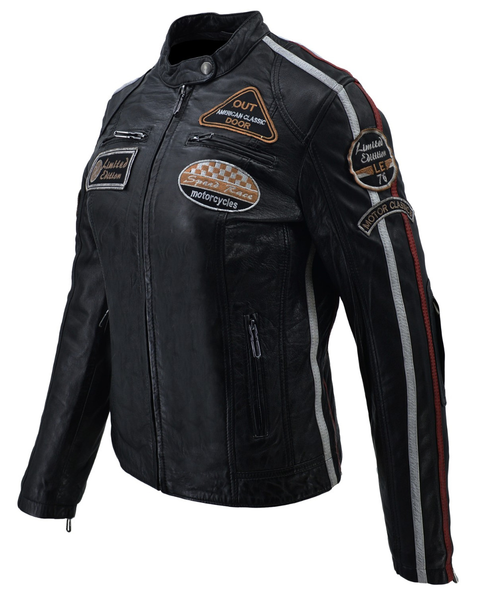 ΔΕΡΜΑΤΙΝΟ ΓΥΝΑΙΚΕΙΟ BIKER ΜΠΟΥΦΑΝ ΚΩΔΙΚΟΣ: 37-W-06 (BLACK) - Image 4
