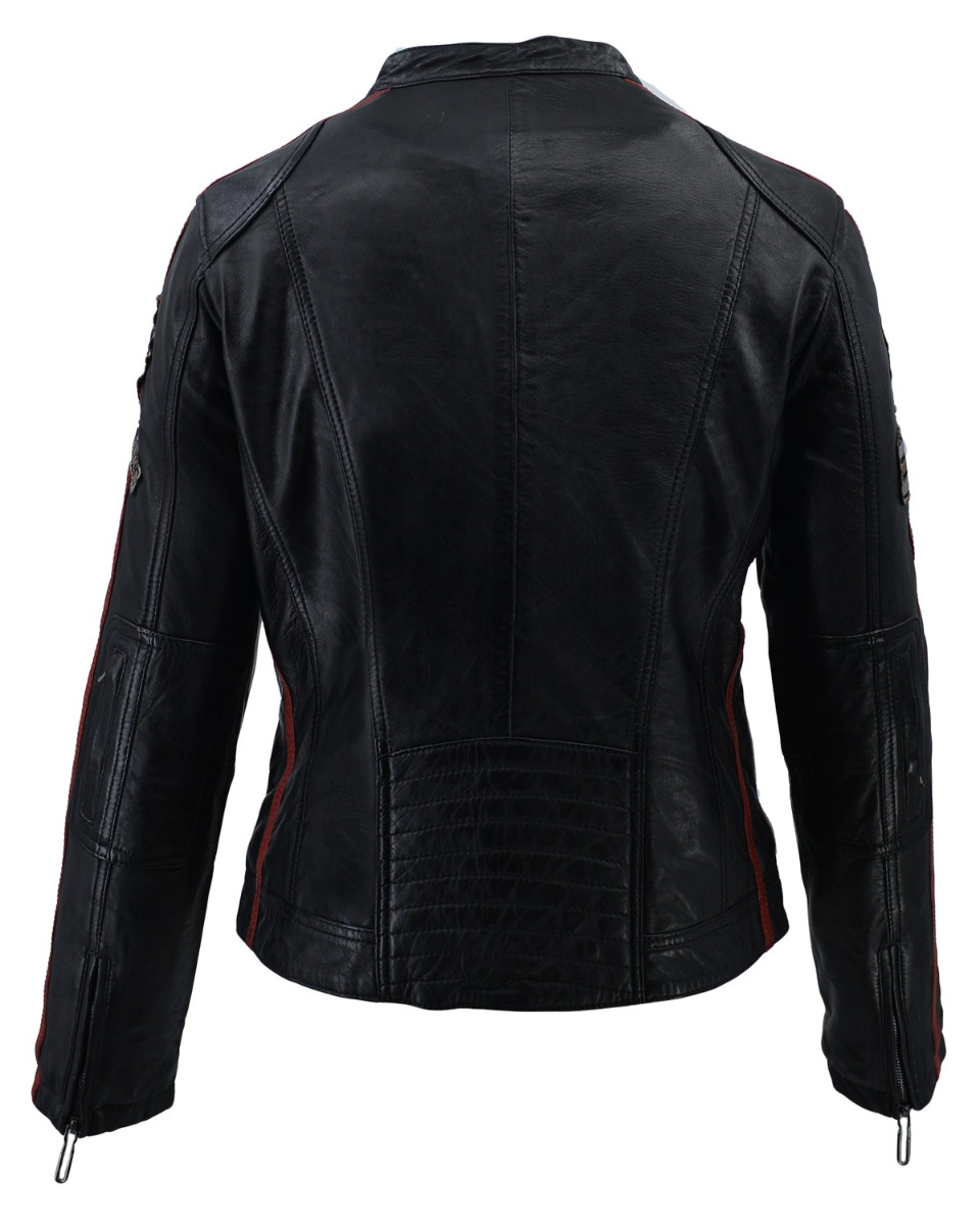 ΔΕΡΜΑΤΙΝΟ ΓΥΝΑΙΚΕΙΟ BIKER ΜΠΟΥΦΑΝ ΚΩΔΙΚΟΣ: 37-W-06 (BLACK) - Image 7