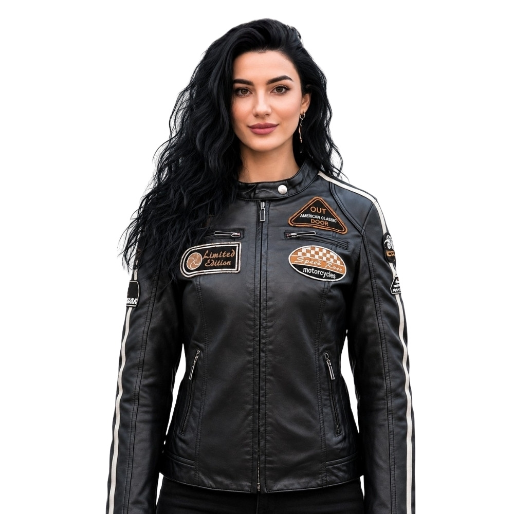 ΔΕΡΜΑΤΙΝΟ ΓΥΝΑΙΚΕΙΟ BIKER ΜΠΟΥΦΑΝ ΚΩΔΙΚΟΣ: 37-W-06 (BLACK)