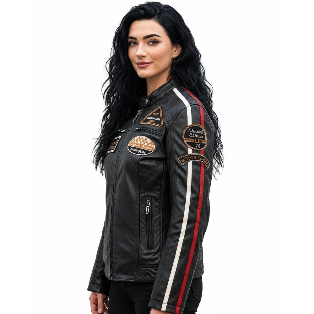 ΔΕΡΜΑΤΙΝΟ ΓΥΝΑΙΚΕΙΟ BIKER ΜΠΟΥΦΑΝ ΚΩΔΙΚΟΣ: 37-W-06 (BLACK) - Image 2